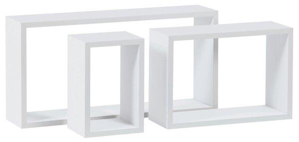 Set troch nástenných políc biele P-009 WT2 (3 ks)