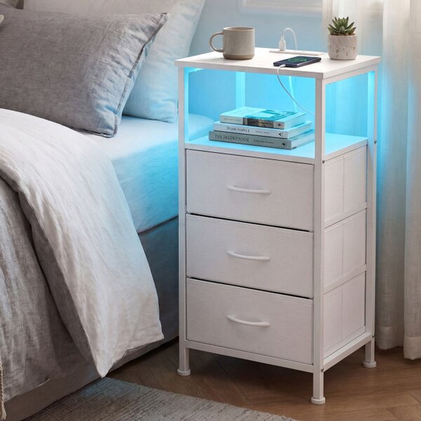 Sada 2 nočných stolíkov s LED osvetlením a nabíjacou stanicou LGSB35203W102
