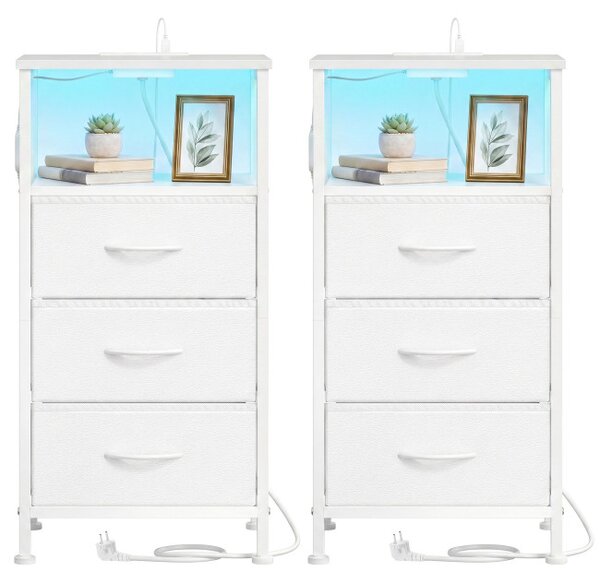 Sada 2 nočných stolíkov s LED osvetlením a nabíjacou stanicou LGSB35203W102