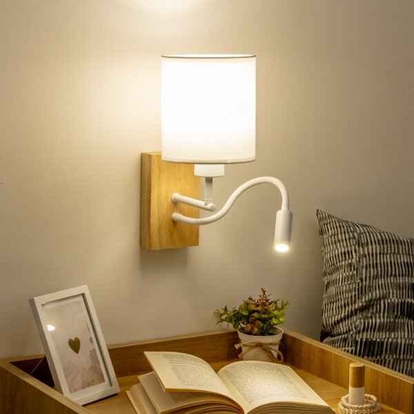 Brilagi - LED Nástenná lampa NUBILA WOOD 1xE27/25W/230V + LED/3W dub/biela