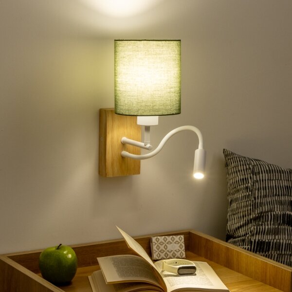 Brilagi - LED Nástenná lampa NUBILA WOOD 1xE27/25W/230V + LED/3W dub/zelená