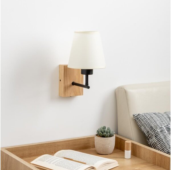 Brilagi - Nástenná lampa NUBILA WOOD 1xE27/25W/230V dub/krémová