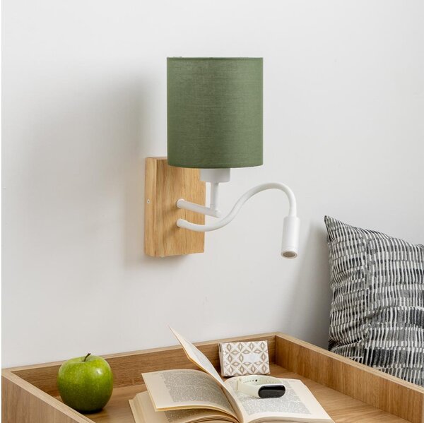 Brilagi - LED Nástenná lampa NUBILA WOOD 1xE27/25W/230V + LED/3W dub/zelená