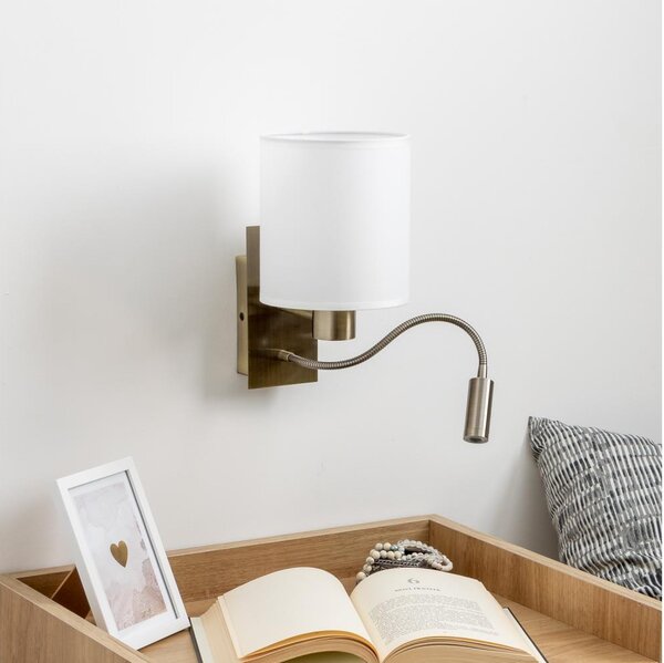 Brilagi - LED Nástenná lampa NUBILA 1xE27/25W/230V + LED/3W mosadz/biela