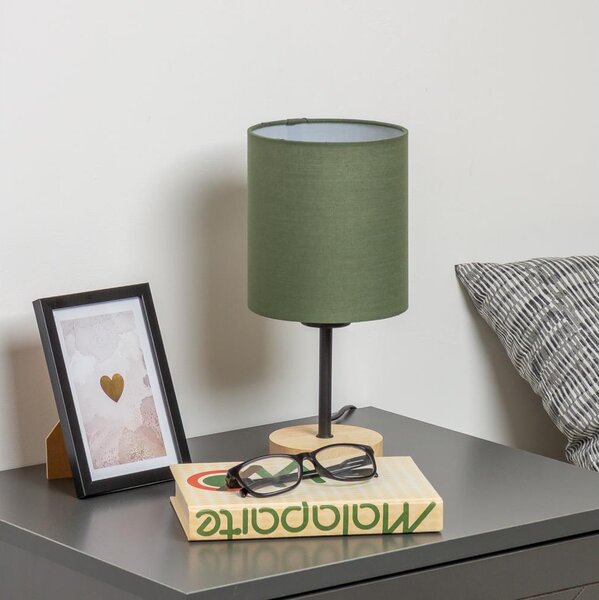 Brilagi - Stolná lampa NUBILA WOOD 1xE27/25W/230V dub/zelená