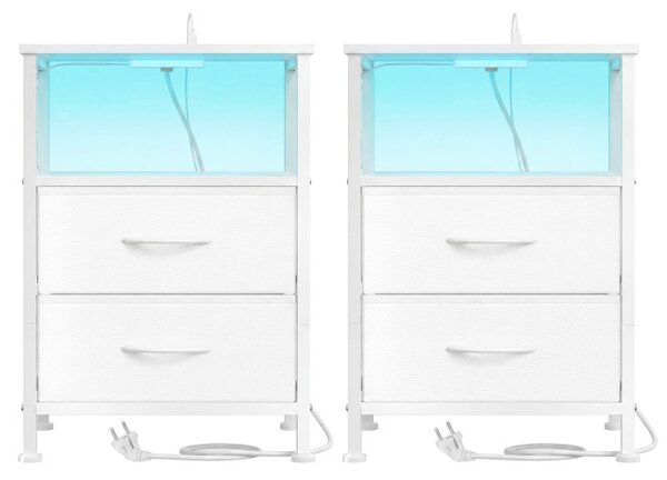 Sada 2 nočných stolíkov s LED osvetlením a nabíjacou stanicou LGSB35202W102