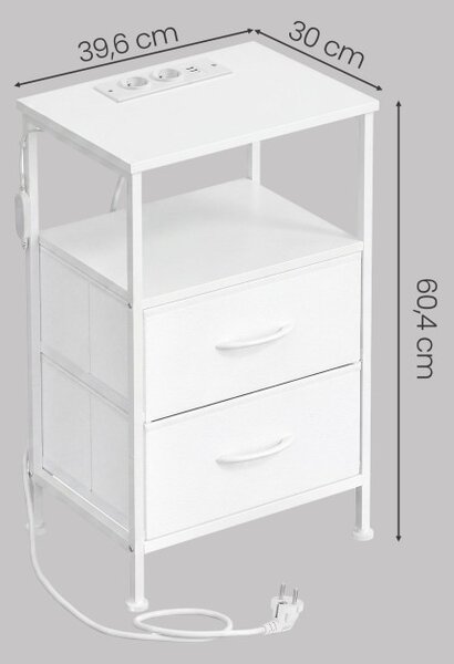Sada 2 nočných stolíkov s LED osvetlením a nabíjacou stanicou LGSB35202W102