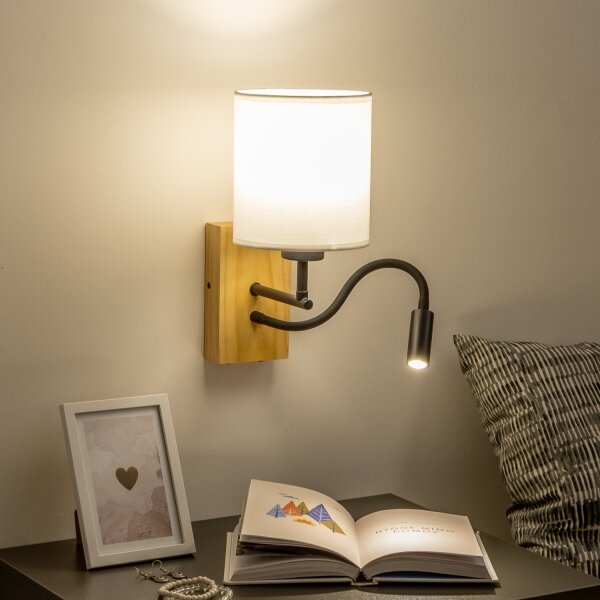 Brilagi - LED Nástenná lampa NUBILA WOOD 1xE27/25W/230V + LED/3W dub/biela