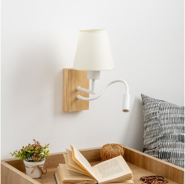 Brilagi - LED Nástenná lampa NUBILA WOOD 1xE27/25W/230V + LED/3W dub/krémová