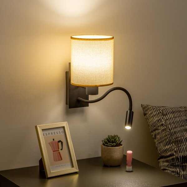 Brilagi - LED Nástenná lampa NUBILA 1xE27/25W/230V+LED/3W čierna/svetlohnedá