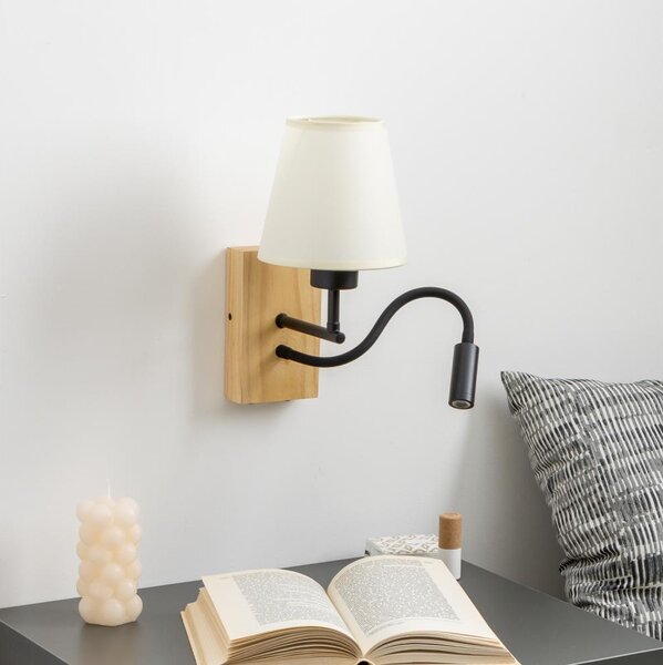 Brilagi - LED Nástenná lampa NUBILA WOOD 1xE27/25W/230V + LED/3W dub/krémová