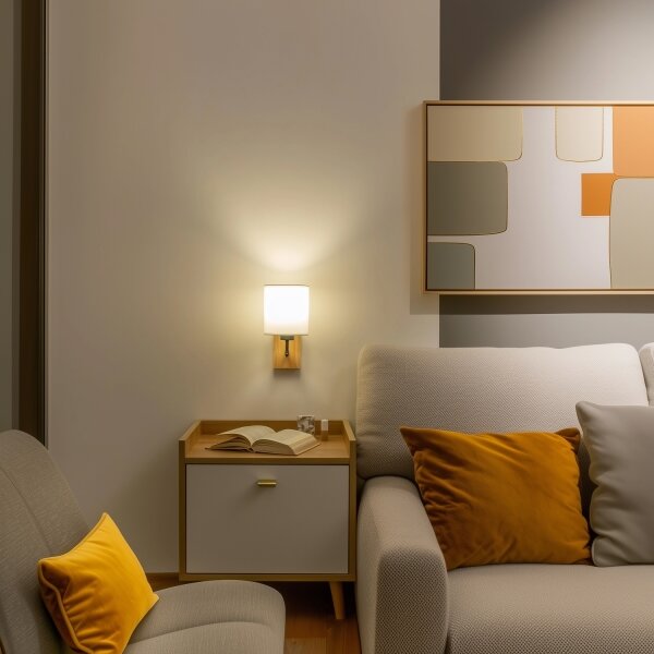 Brilagi - Nástenná lampa NUBILA WOOD 1xE27/25W/230V dub/biela