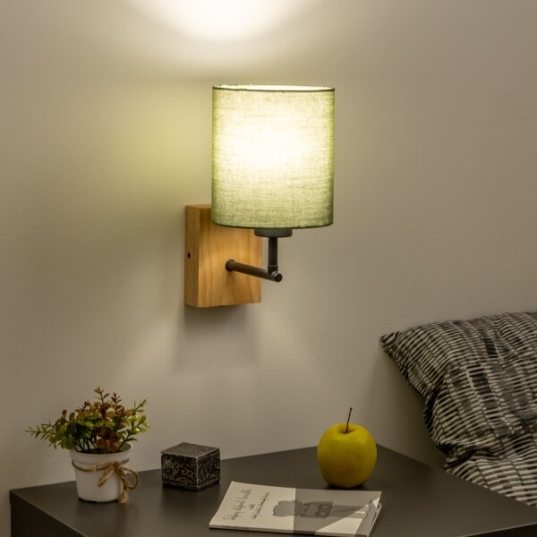 Brilagi - Nástenná lampa NUBILA WOOD 1xE27/25W/230V dub/zelená