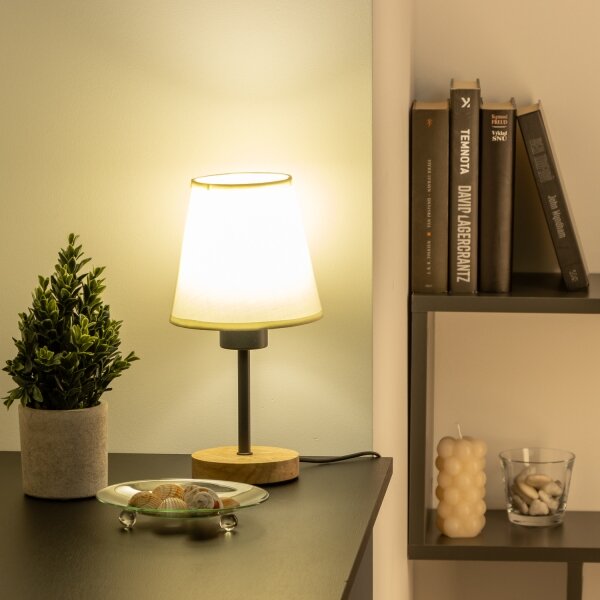 Brilagi - Stolná lampa NUBILA WOOD 1xE27/25W/230V dub/krémová