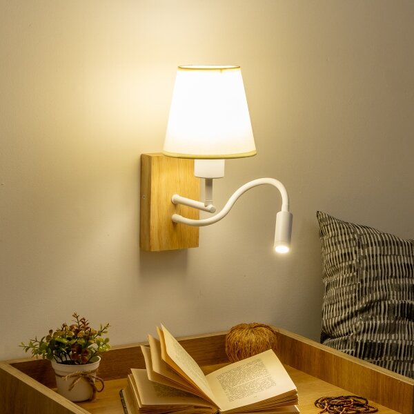 Brilagi - LED Nástenná lampa NUBILA WOOD 1xE27/25W/230V + LED/3W dub/krémová