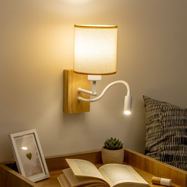 Brilagi - LED Nástenná lampa NUBILA WOOD 1xE27/25W/230V +LED/3W dub/svetlohnedá