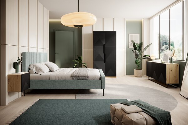 Skriňa Asha 100 cm - artisan / čierna mat / čierne úchytky