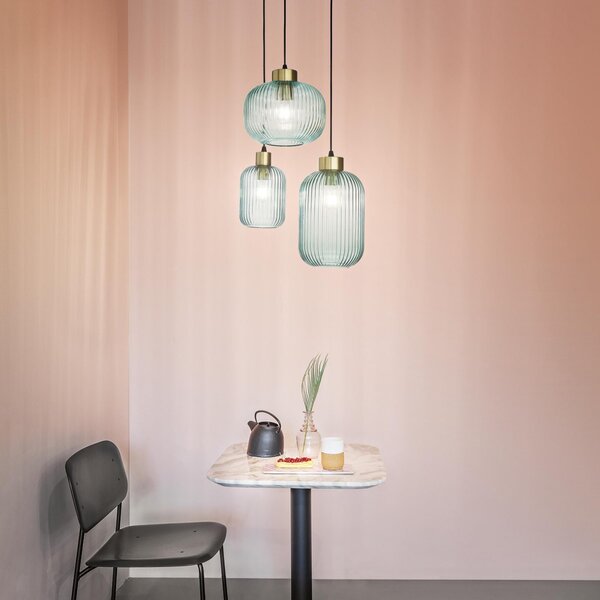 Ideal Lux 237428 zavesený stropný luster Mint 60W | E27 - s dymovo zelenými sklami