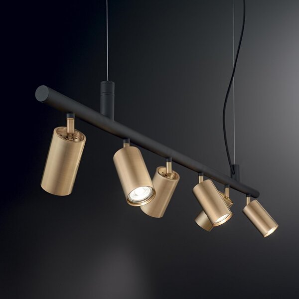 Ideal Lux 244648 závesný bodový stropný luster Dynamite 6x28W | GU10 - matná mosadz