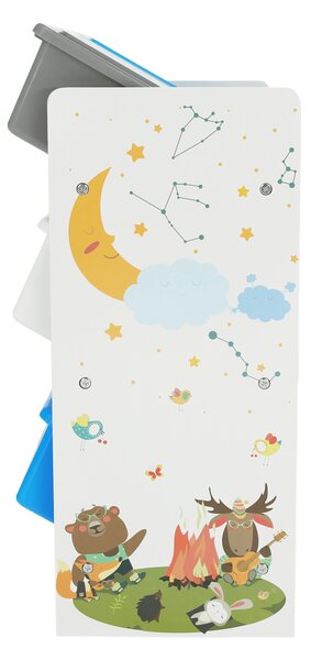 KONDELA Organizér/regál na hračky, viacfarebná/vzor, DARLING TYP 3