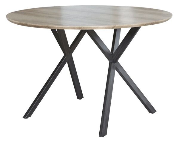 KONDELA Jedálenský stôl, dub sivý/čierna, priemer 100 cm, AKTON