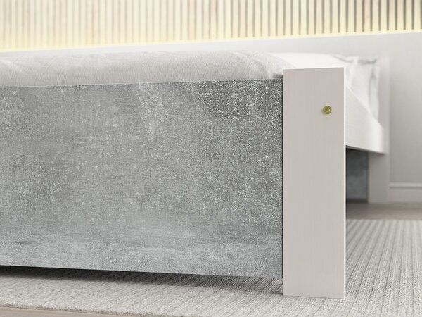 Posteľ IKAROS 90 x 200 cm, betón/biela Rošt: Bez roštu, Matrac: Bez matraca