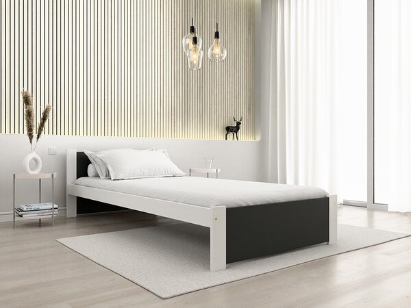Posteľ IKAROS 90 x 200 cm, antracit/biela Rošt: S lamelovým roštom, Matrac: Matrac COCO MAXI 20 cm