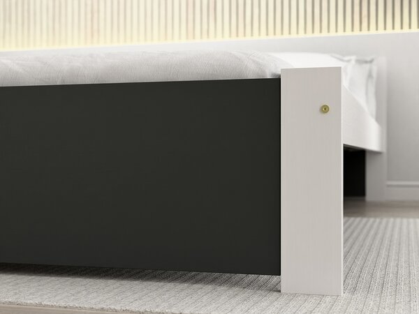 Posteľ IKAROS 90 x 200 cm, antracit/biela Rošt: S lamelovým roštom, Matrac: Matrac COCO MAXI 20 cm