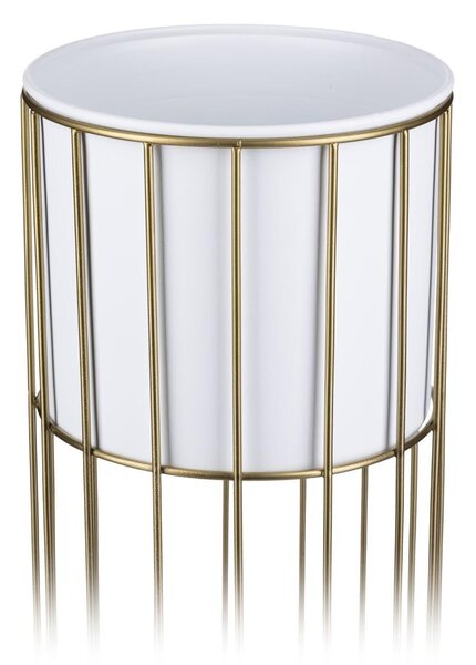 KOVOVÝ KVETINÁČ SO STOJANOM GLAM 70X20 CM BIELA/ZLATÁ
