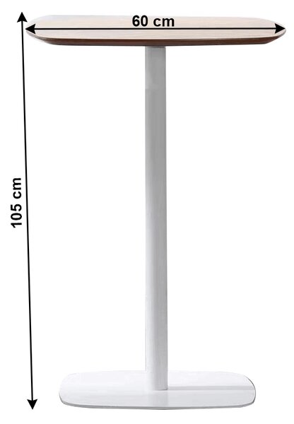 KONDELA Barový stôl, dub/biela, MDF/kov, priemer 60 cm, HARLOV