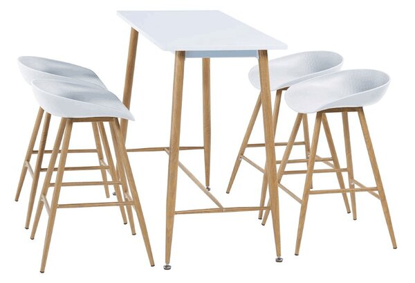 KONDELA Barový stôl, biela/buk, 110x50 cm, DORTON