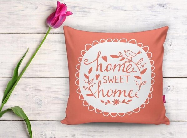 Oranžová obliečka na vankúš Minimalist Cushion Covers Home Sweet Home, 45 x 45 cm