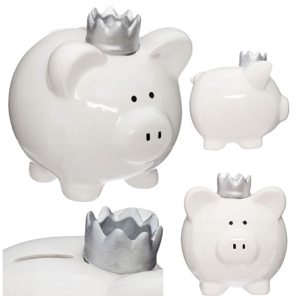 Keramická pokladnička White Queen Pig 14,5x16x14,5 cm
