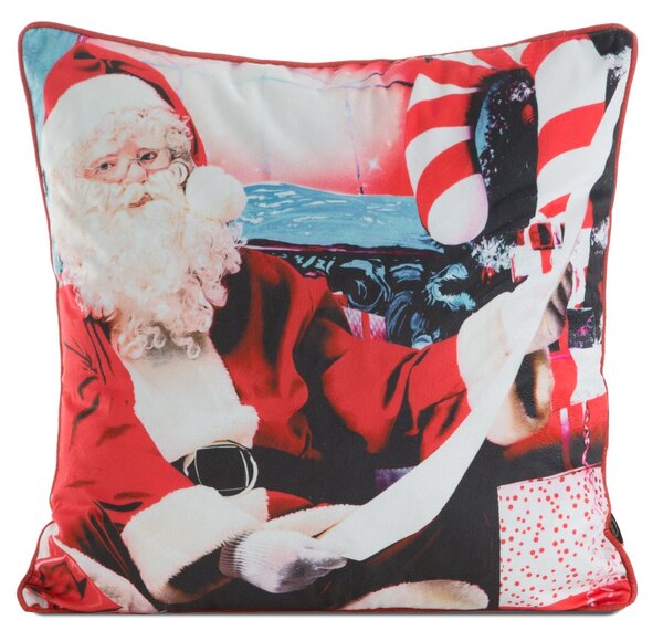 VIANOČNÁ DEKORAČNÁ OBLIEČKA NA VANKÚŠ SANTA2 45X45 CM VZOROVANÁ