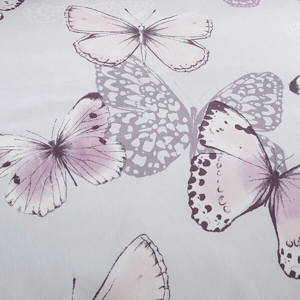 Ružové/svetlosivé obliečky na dvojlôžko/predĺžené 230x220 cm Scatter Butterfly – Catherine Lansfield
