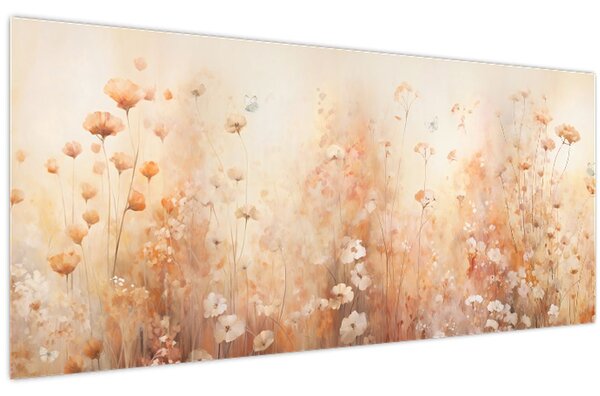 Obraz - Vzor divokých kvetov (120x50 cm)