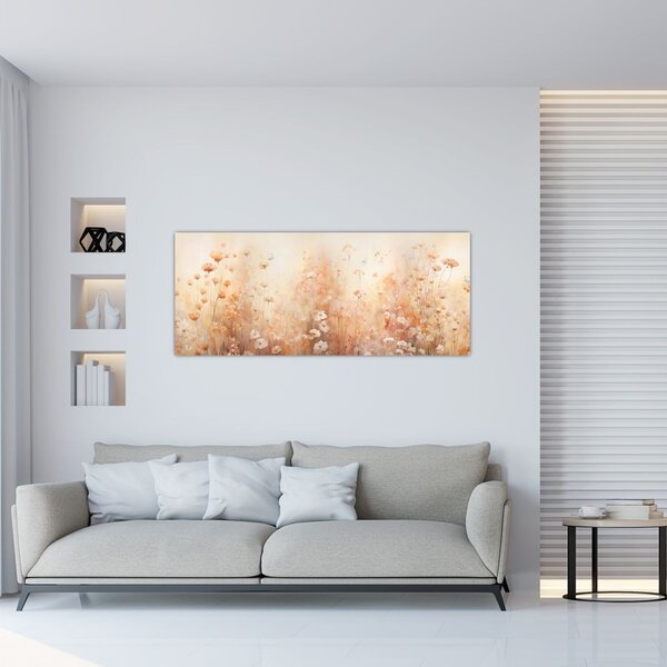 Obraz - Vzor divokých kvetov (120x50 cm)