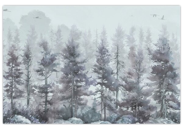 Obraz - Borovicový les II., aquarel (90x60 cm)