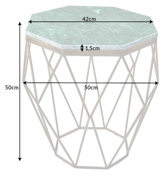 Kávový stolík DIAMOND 50cm mramor zelený mosadz