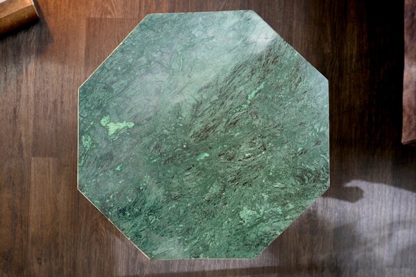 Kávový stolík DIAMOND 50cm mramor zelený mosadz