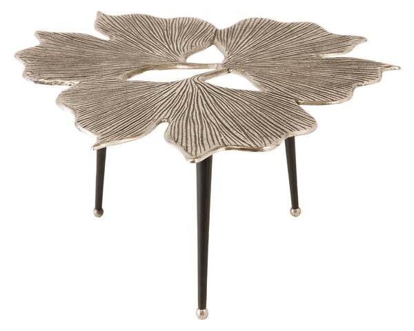 Kávový stolík GINKGO LEAVES 75cm strieborný čierny