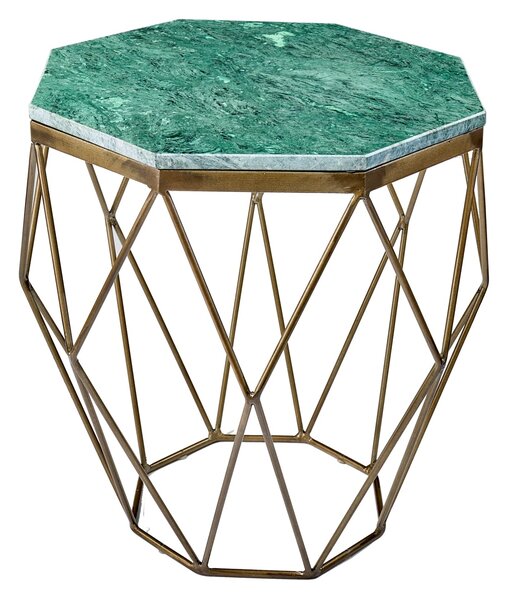 Kávový stolík DIAMOND 50cm mramor zelený mosadz