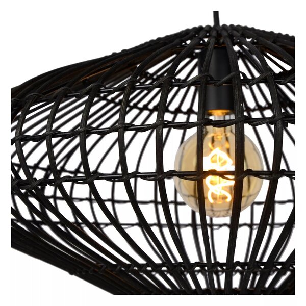 Lucide 03435/56/30 závesné stropné svietidlo Magali 1x40W | E27 - čierna, ratan. stmievateľné