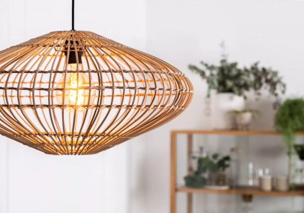 Lucide 03435/56/72 závesné stropné svietidlo Magali 1x40W | E27 - svetlé drevo, ratan, stmievateľné