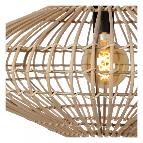 Lucide 03435/56/72 závesné stropné svietidlo Magali 1x40W | E27 - svetlé drevo, ratan, stmievateľné
