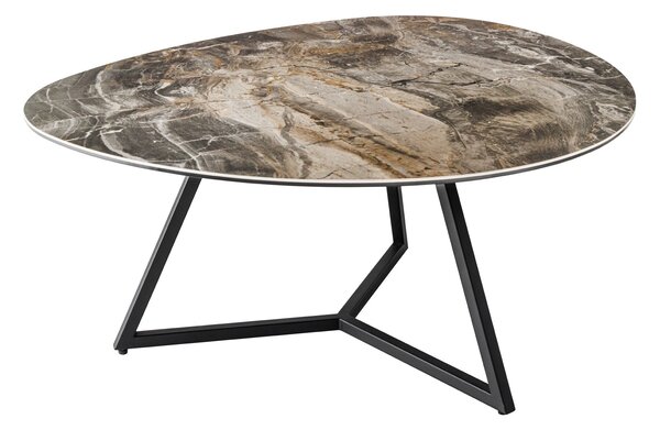 Kávový stolík MARVELOUS 90cm keramika taupe tvrdené sklo