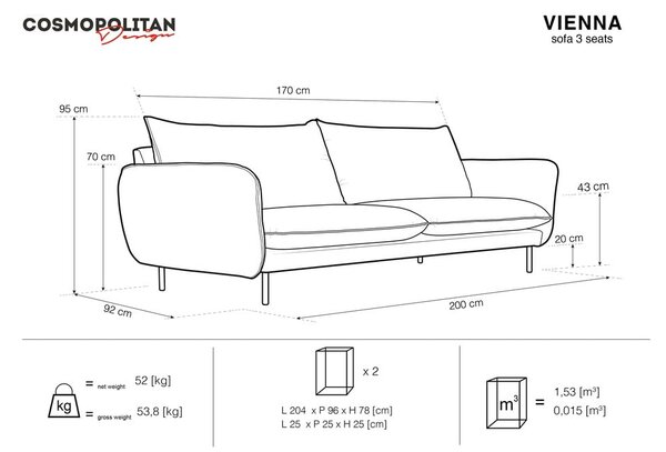 Béžová pohovka Cosmopolitan Design Vienna, 200 cm