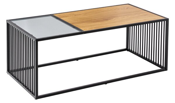 Kávový stolík ARCHITECTURE 100 cm vzhľad divokého dubu a dymové sklo