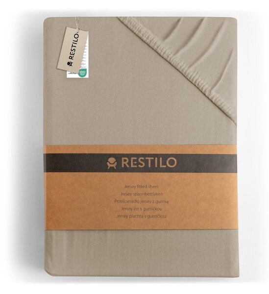 Svetlohnedá napínacia plachta jersey 180x200 cm Amber – Restilo