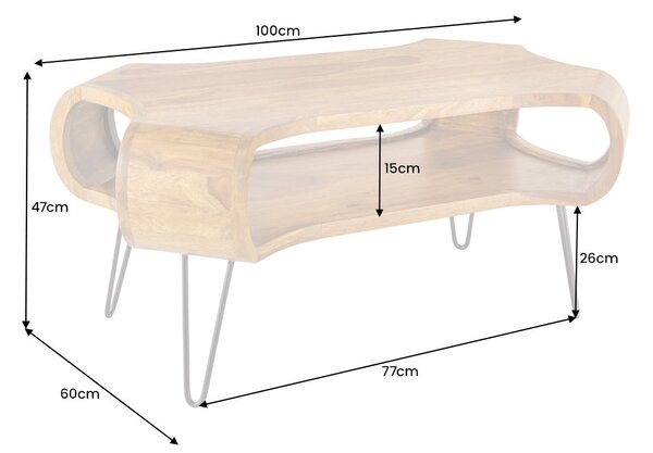 Kávový stolík ORGANIC LIVING 100 cm palisandrové drevo prírodné